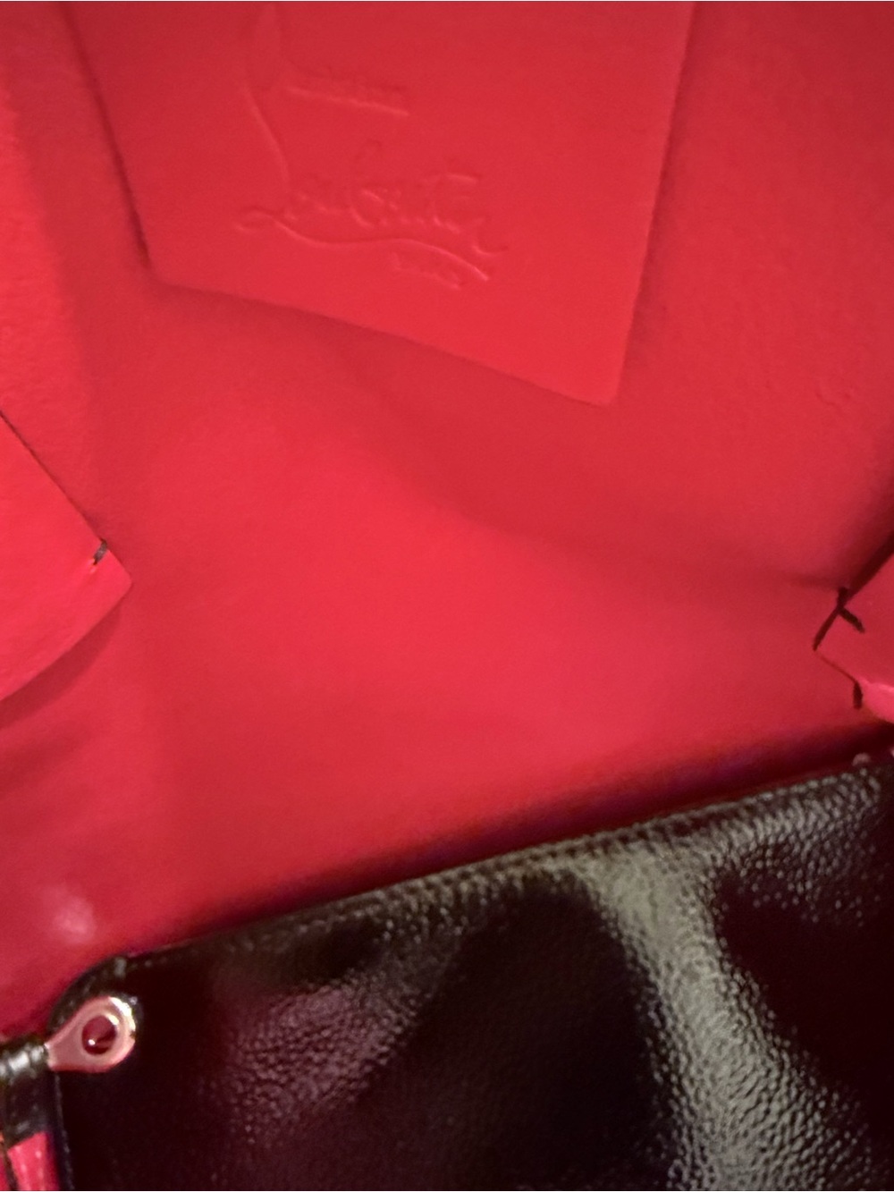 Christian Louboutin Black Patent Tote with Red Interior Trim - Picture 11 of 11